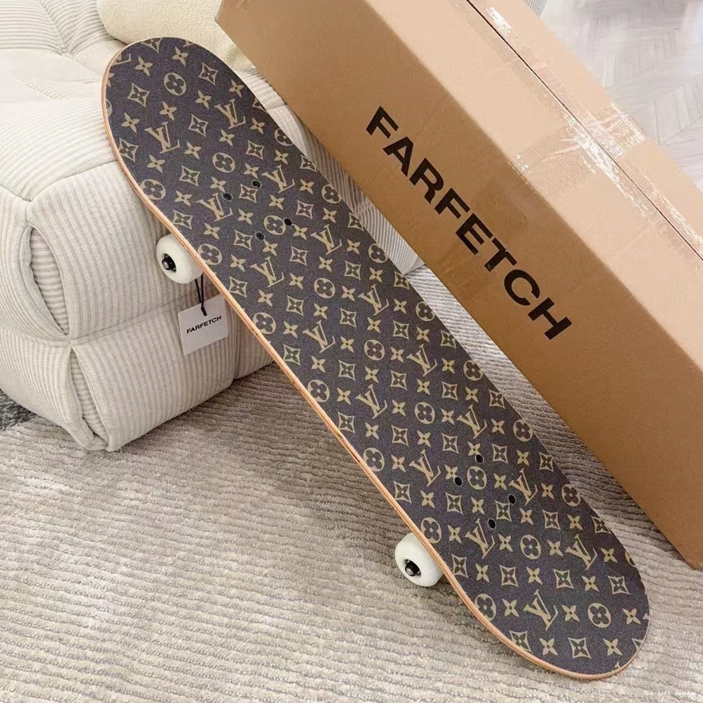 CUSTOM BROWN SKATEBOARD LV MONOGRAM 0813